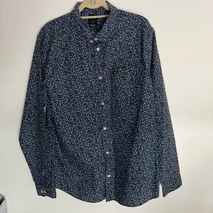 RVCA Men's Navy Print Button Down Shirt XL - SAME DAY SHIPPING B4 3pm PST